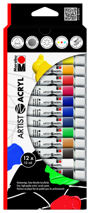 Artist Acryl Set 12 x 22ml Marabu
