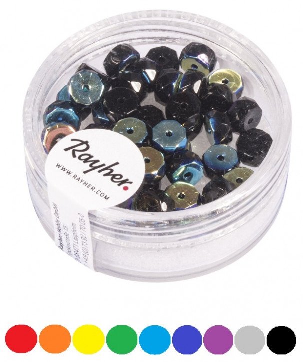 Glas Schliffperle Radl, 6x3mm, Dose 40Stück