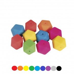 Silikonperlen Hexagon, 14mm ø SB-Btl 10Stück