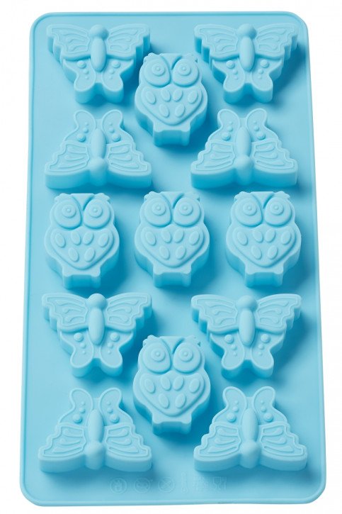 Gießform Silikon, Eulen / Schmetterlinge 3 - 3,5 cm