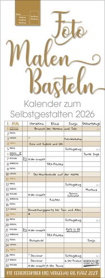 Foto-Malen-Basteln Familientimer gold 2026