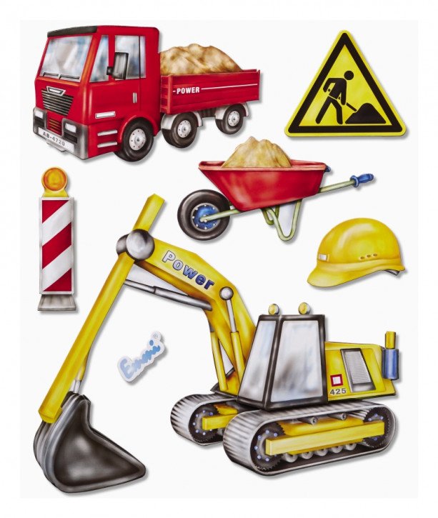 3D Sticker XXL Baufahrzeuge