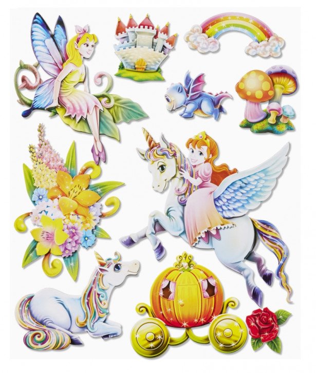 3D Sticker XXL Einhorn / Elfen