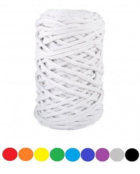 Braidy Recycling Garn, geflochten, 4mm ø, weiß (250g Knäuel), Knäuel 65m