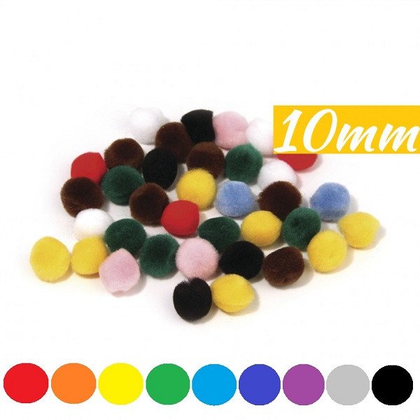 Pompons 10 mm, SB-Btl. 65 Stück