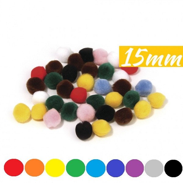 Pompons 15 mm, SB-Btl. 60 Stück