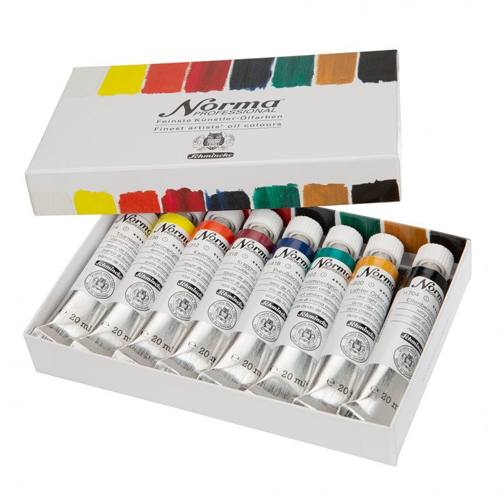Norma Professional Feinste Künstler-Ölfarben, Sorte 11 Set 8 Tuben 20ml