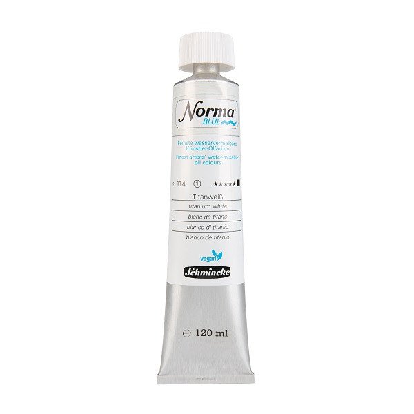 Schmincke, Norma Blue 120ml, Titanweiß Feinste Wasservermalbare Ölfarbe