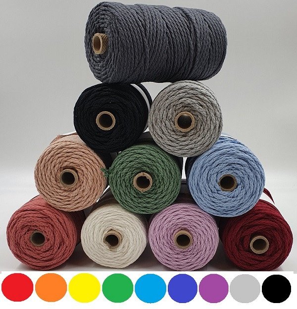 Makramee Garn geflochten, 4mm, 100m Spule