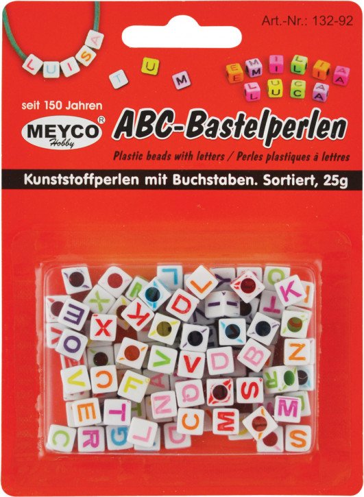 ABC-Bastelperlen, Kunststoffperlen mit Buchstaben 7X7X7mm 25g sortiert