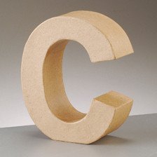 Buchstabe C aus Pappmaché , H 17,5 x B 14,8 x T 5,5 cm