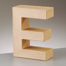 Buchstabe E aus Pappmaché , H 17,5 x B 12,9 x T 5,5 cm