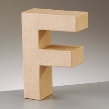 Buchstabe F aus Pappmaché , H 17,5 x B 11,9 x T 5,5 cm