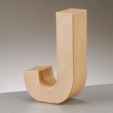 Buchstabe J aus Pappmaché , H 10 x B 6,4 x T 3 cm