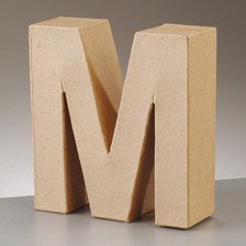 Buchstabe M aus Pappmaché , H 10 x B 9,5 x T 3 cm