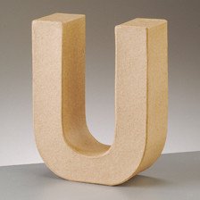 Buchstabe U aus Pappmaché , H 10 x B 7,5 x T 3 cm