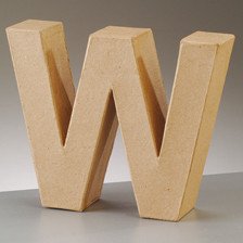 Buchstabe W aus Pappmaché , H 10 x B 12,3 x T 3 cm