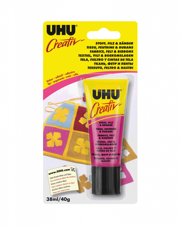 Creativ‘ Spezialklebstoff für Stoff, Filz & Bänder Tube 38 ml (Blister) Flexibel, wasch- und reinigungsbeständig