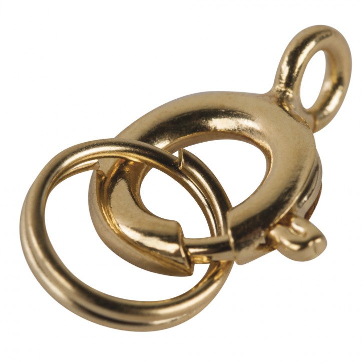 Federringe m.Spaltring, 7mm ø, gold SB-Btl 4Stück