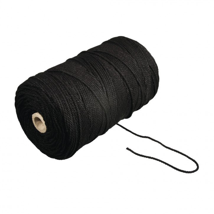 Garn, 2mm ø, schwarz Spule 260 m, Makramee