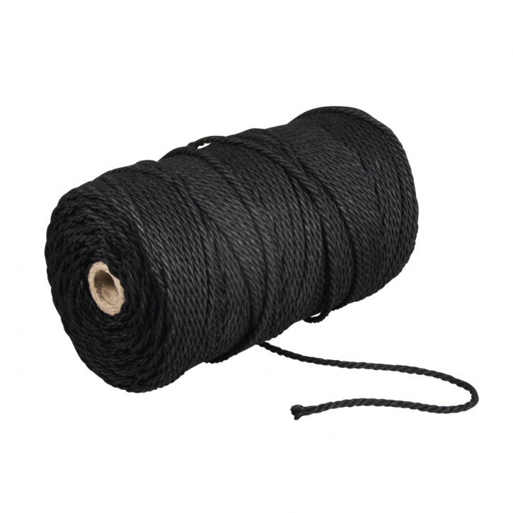 Garn, 3,7 mm ø, schwarz Spule 141m, Makramee