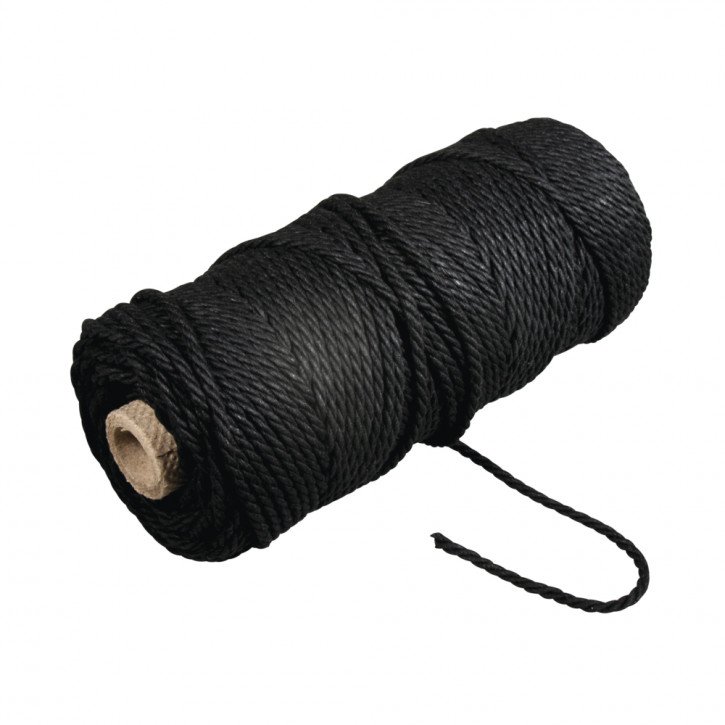 Garn, 3,7 mm ø, schwarz Spule 70m, Makramee