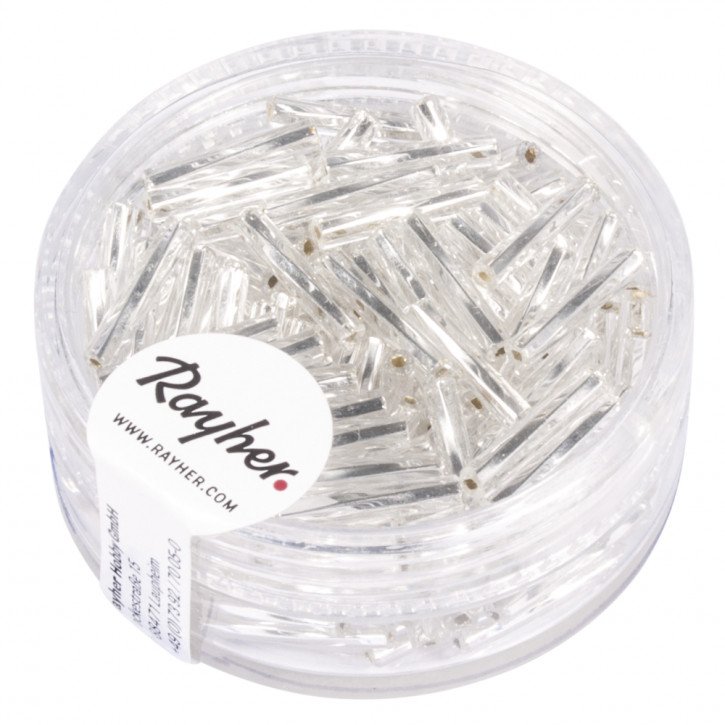 Glasstifte twistet, 12 mm mit Silbereinzug, Dose 14g-silber