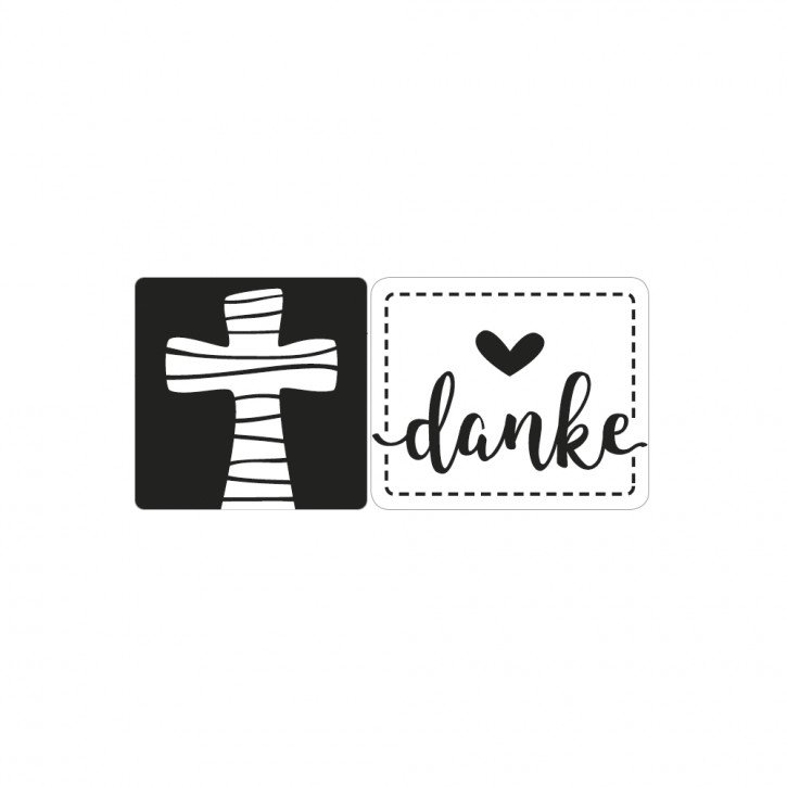Label Kreuz & Danke, 23x23mm ø, 28x24mm ø, SB-Btl 2Stück