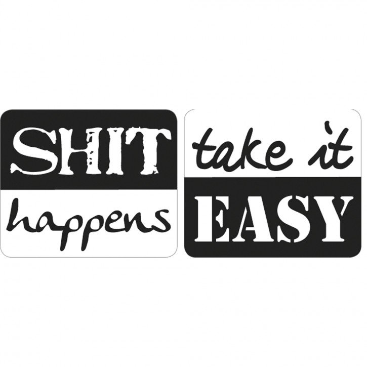 Label shit happens, take it easy, less is more, 25x30mm, SB-Btl 2Stück