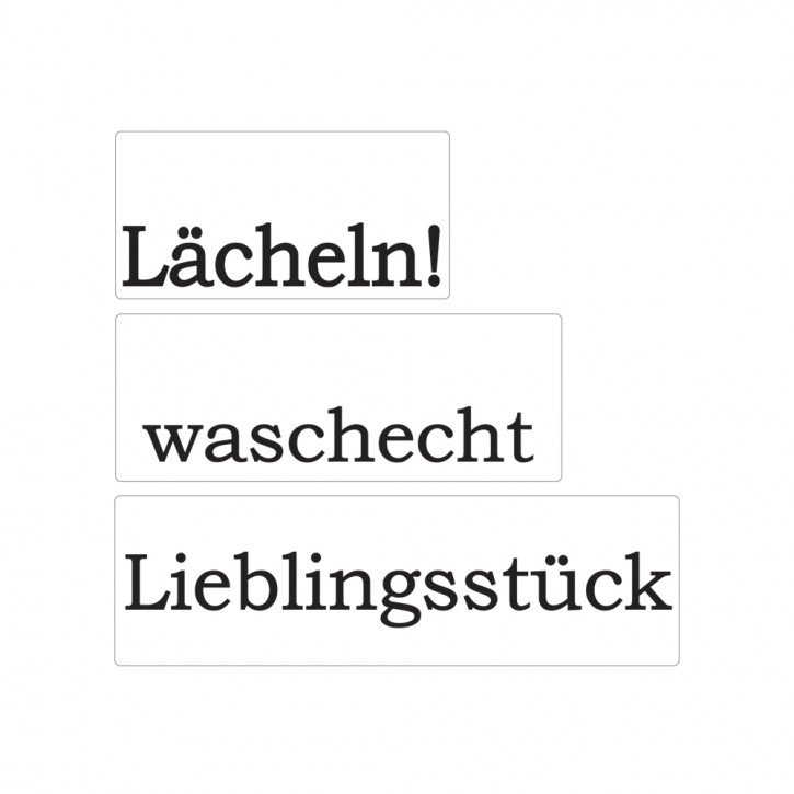 Labels Lächeln,waschecht,Liebl., 30x15mm, 40x15mm, 50x15mm, SB-Btl 3Stück
