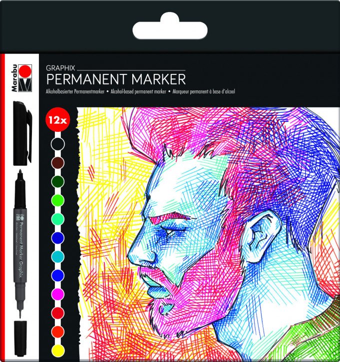 Marabu Permanent Marker Graphix 12er-Sortierung