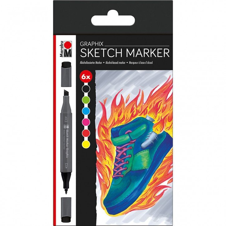 Marabu Sketch Marker Graphix 6er-Sortierung HEAT