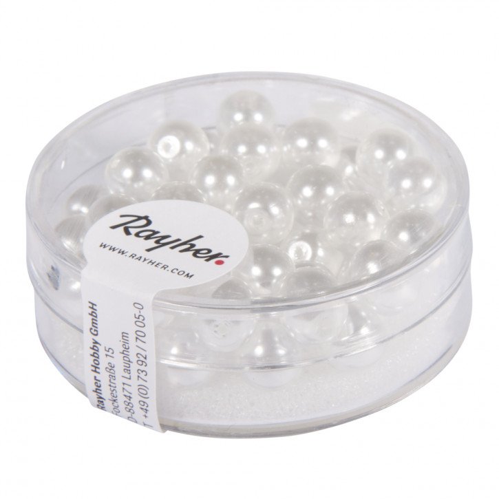 Renaissance Glaswachsperlen, schneeweiß 6 mm, Dose 45 Stück, halbtransparent