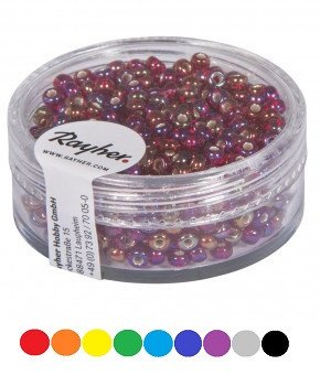 Rocailles m.Silbereinzug+Rainbow, 2,6mm, Dose 17g