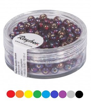 Rocailles m.Silbereinzug+Rainbow, 4 mm, Dose 17g