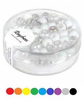Rocailles-Mix mit Großloch, 5,5mm, Loch ø2mm, Dose 80Stück
