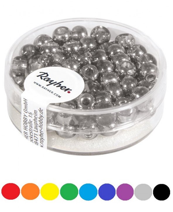 Rocailles metallic mit Großloch, 5,5mm Loch 2mm, Dose 80Stück